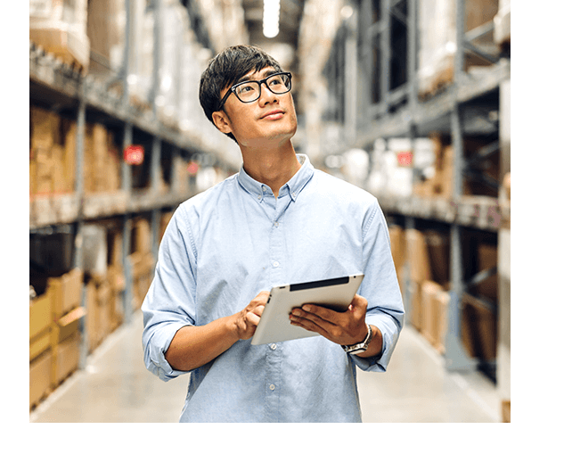 A warehouse staff checking the inventory.